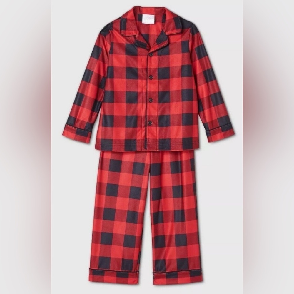 NWT Wondershop Red + Black Pajama Set Buffalo Check Matching Family Toddler
